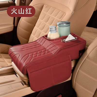 Armrest box pad Multifunctional Car Tissue Box, Water - red