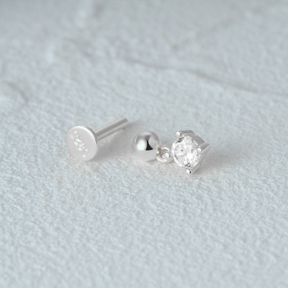 1 Piece Simple Style Geometric Plating Sterling Silver Zircon Ear Studs display picture 78