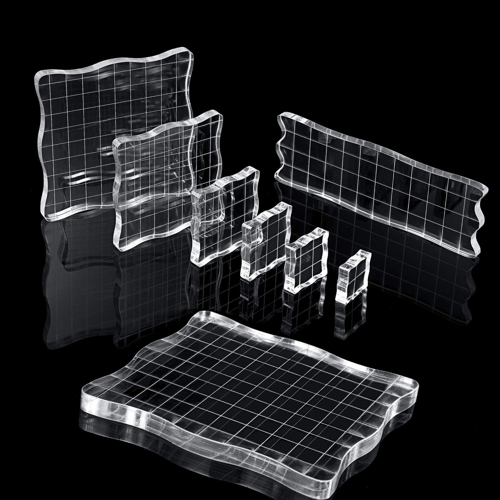 Acrylic Handbook Seal Block Multi-Specification with Grids Line Printing DIY Scrapbook Card Making Stamping Tool