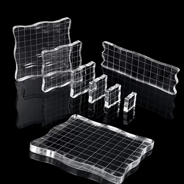 Acrylic Handbook Seal Block Multi-Specification with Grids Line Printing DIY Scrapbook Card Making Stamping Tool