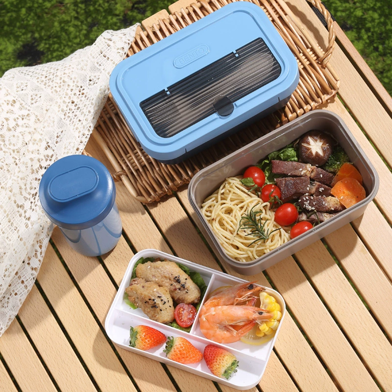 Nordic style lunch box 304 stainless steel light food bento box fruit box pp sealed lunch box with tableware