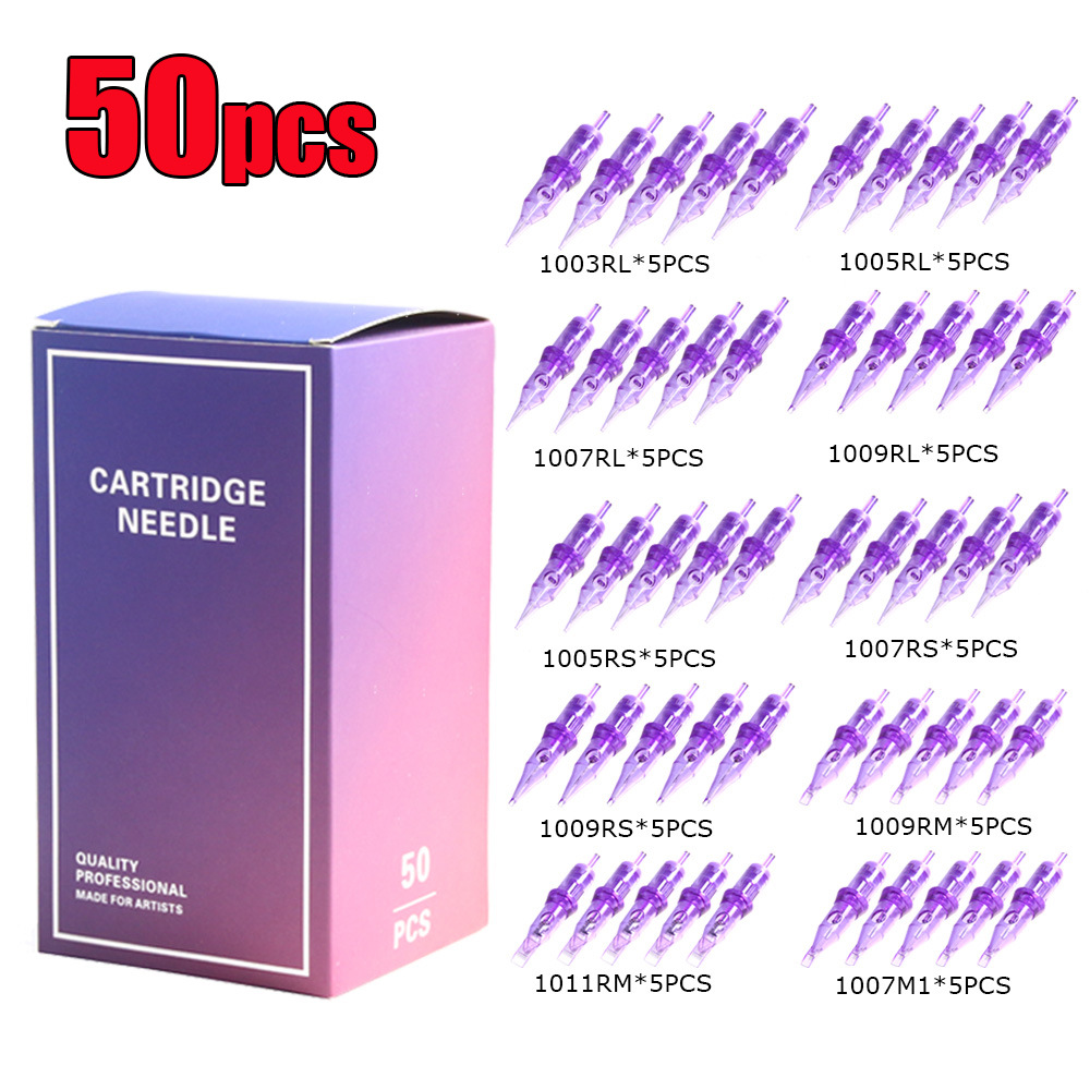 Tattoo one needle full set of mixed small purple needle 50 short needle one needle cutting line fog disposable consumables accessories