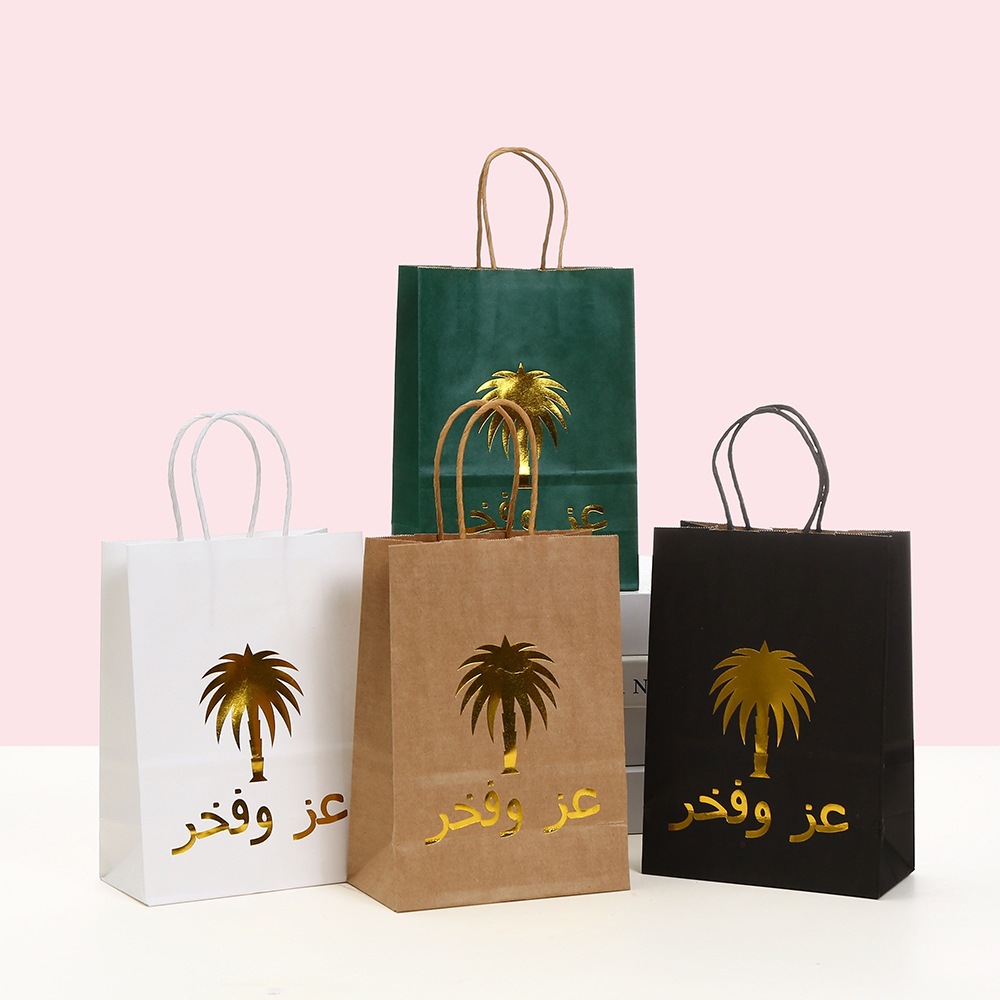 外贸阿拉伯礼品袋子烫金字母手提袋派对礼物包装袋商场购物袋批发