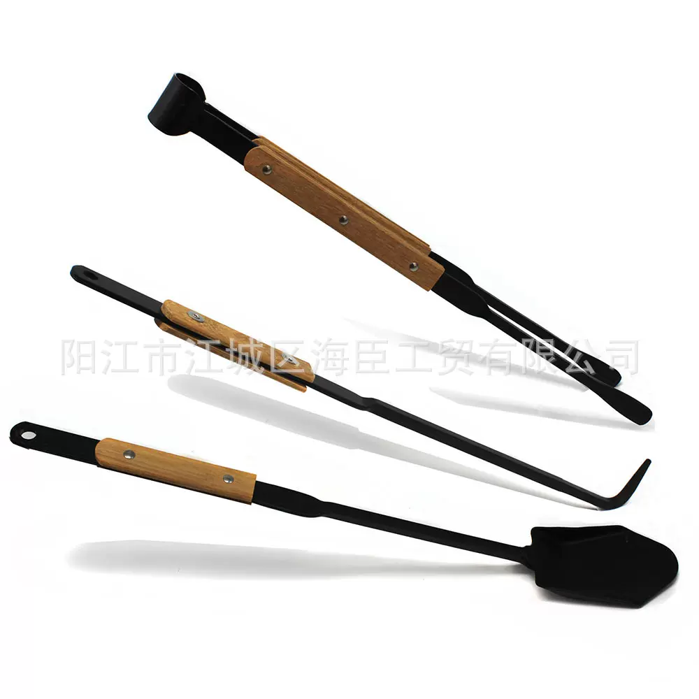 charcoal rake set 篝火3件套 炭夹 木炭勾推 炭铲 烤炉配件工具