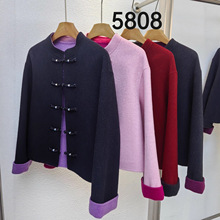 严选双面羊绒大衣网红短款国风单排扣新中式女式毛呢外套小个子女