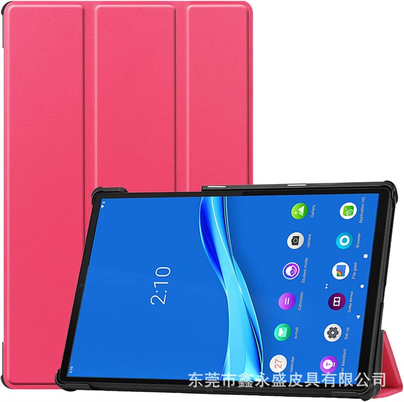 For Lenovo Tab M10 plus X606F Flat Leather Case M10 plus Caster Trifold Protective Case