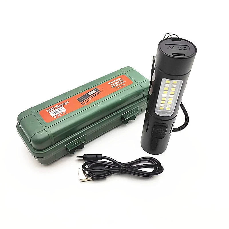 Antorcha láser blanca telescópica zoom con lámpara lateral de aleación de aluminio iluminación de luz intensa antorcha portátil multifuncional