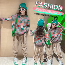 韩国女童秋冬款毛衣套装2024新款女孩冬装两件套大童针织加绒童装