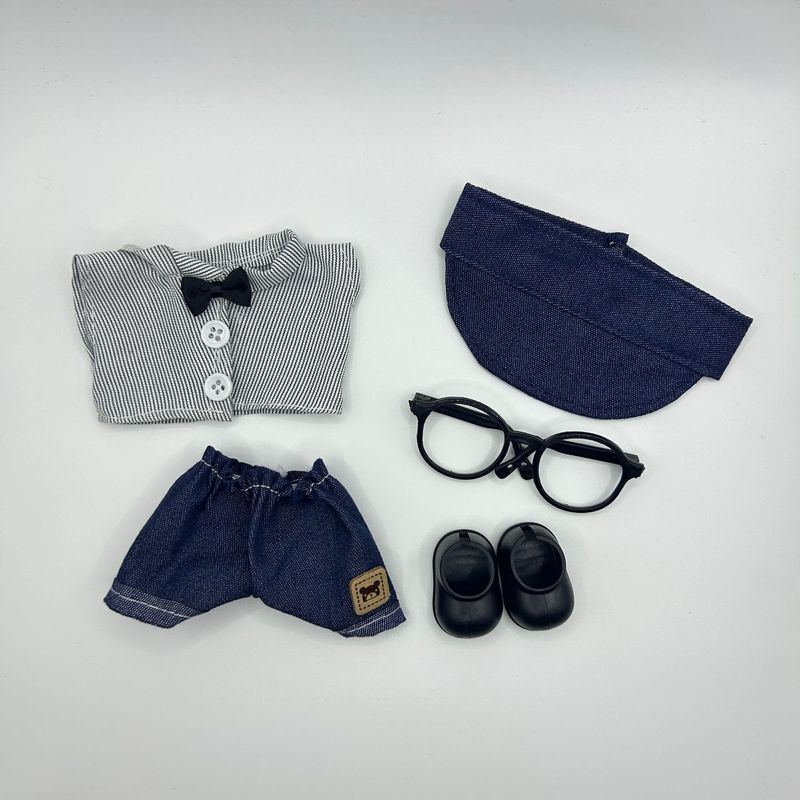 labubu娃衣条纹衬衫穿搭适用于17cm拉布布一二三代盲盒服饰换装|undefined