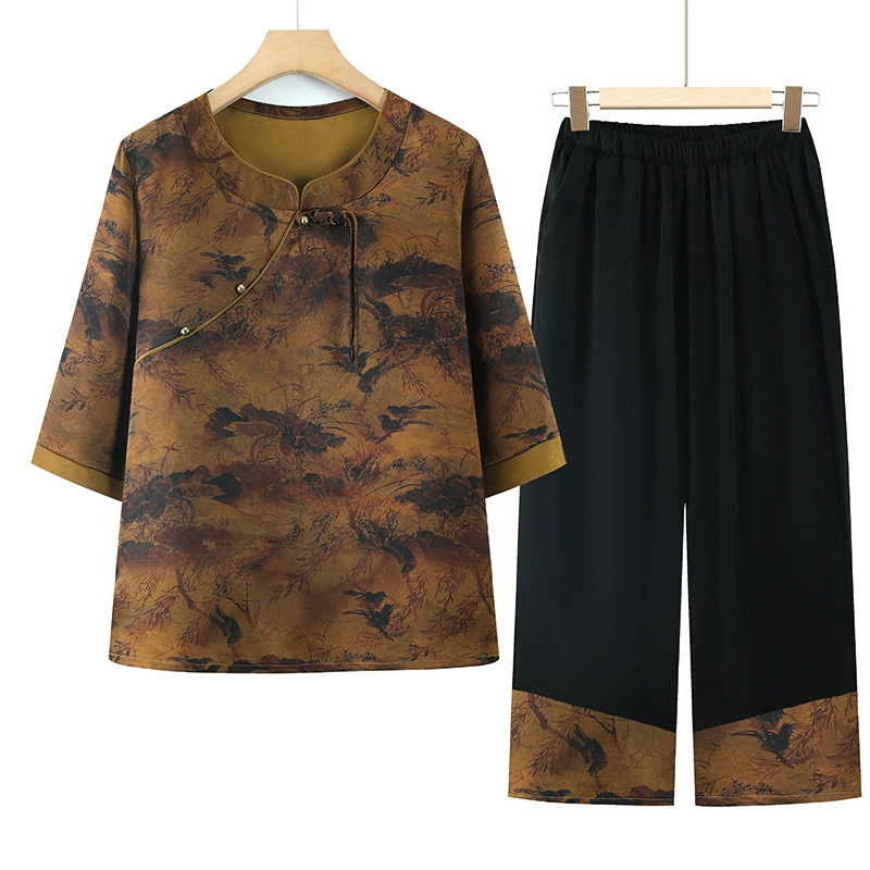 Мама Летний костюм 2025 новая женщина среднего и пожилого возраста