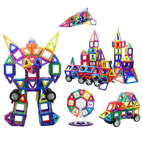 Pure Magnetic Tiles Building Blocks for Kids Magnetic Tiles Puzzles for Boys and Girls Baby Magnetic Stones Sticker Brain Teaser Assembly Toys