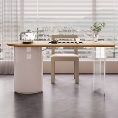 クリーム風実木茶テーブル椅子現代シンプル家庭用小戸型客間ベランダ茶台茶テーブル椅子セット一体