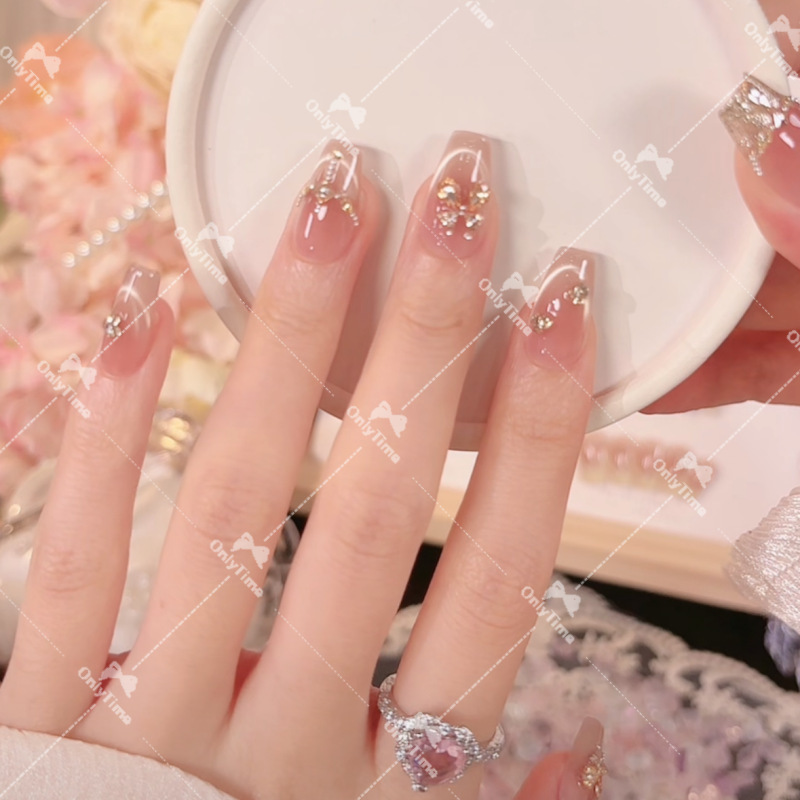 [Iced Tea Butterfly] Nail Cat Eye Three-Dimensional Butterfly Mid-Length Wearable Nail Daily Whitening Ins Style Nail Tips