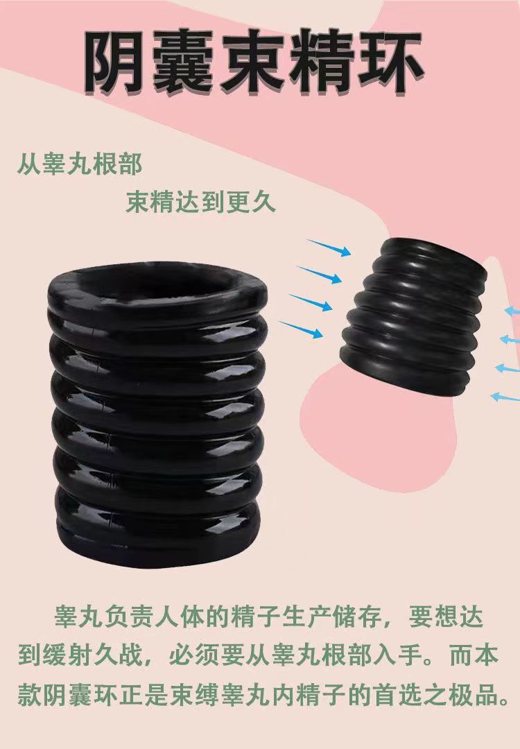 Scrotal Restraint Ring Set, TPE Testicle Locking Pendant, Anti-Slip Delay Ring, 3-Pack — detail image 2