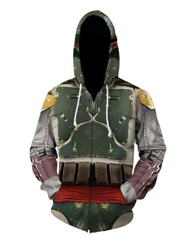2021 New Star Wars Mandalorian COSPLAY Anime Hooded Men's Cardigan Pullover Sweater