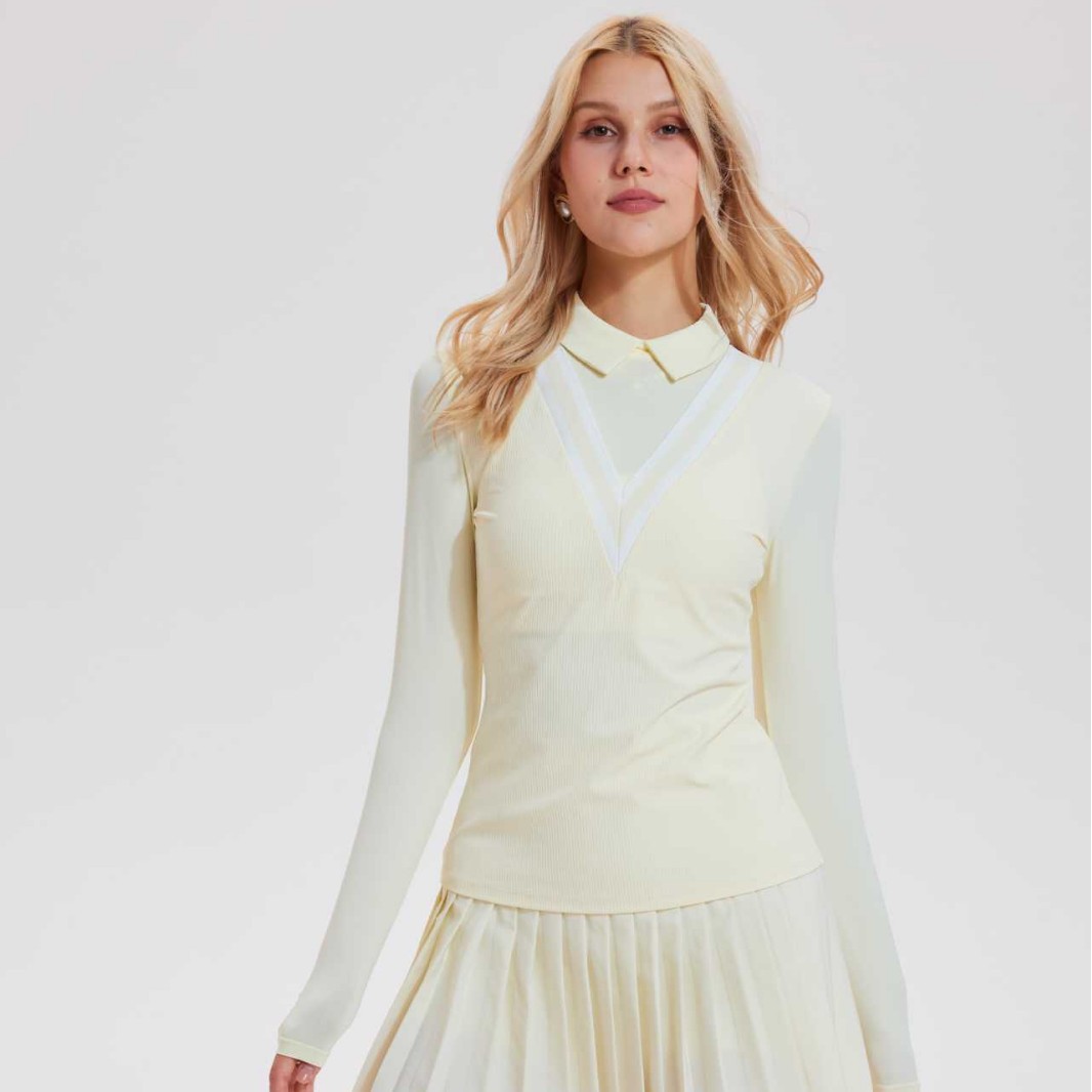 Caijue transfronterizo amazon nueva camiseta de mujer nueva profunda V ropa de tenis casual al aire libre camiseta polo