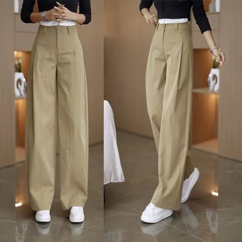 Trendy Wide-Leg Pants New Style Rayon Pants Workwear Women's Pants Spring and Autumn Casual High-Waisted Casual Pants Loose Slimming Long Pants for Women