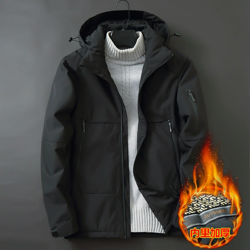 Fat Brother осень и зима 2024 новая мужская толстая, плюс большой размер воротник с капюшоном, хлопковая куртка и хлопчатобумажная мужская куртка