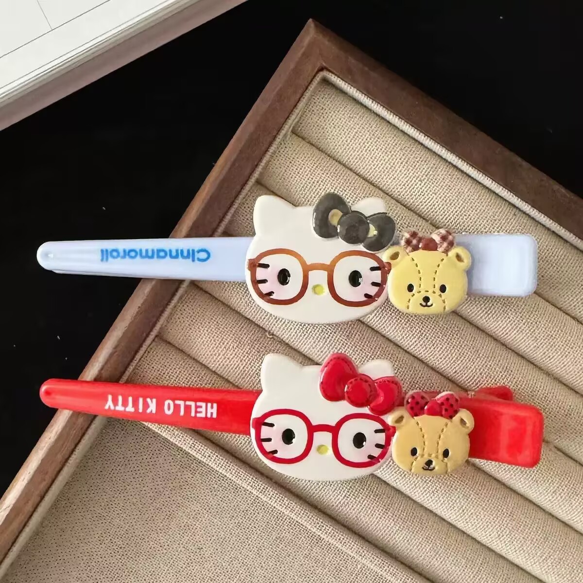 Cute Glasses Cat Bear Long Large Hairpin Cartoon Sweet Girly Style Side Duckbill Hairpin Hair Accessory
