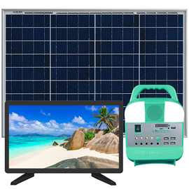 50W光伏发电机家用太阳能锂电储能照明系统蓝牙通话音响带电视