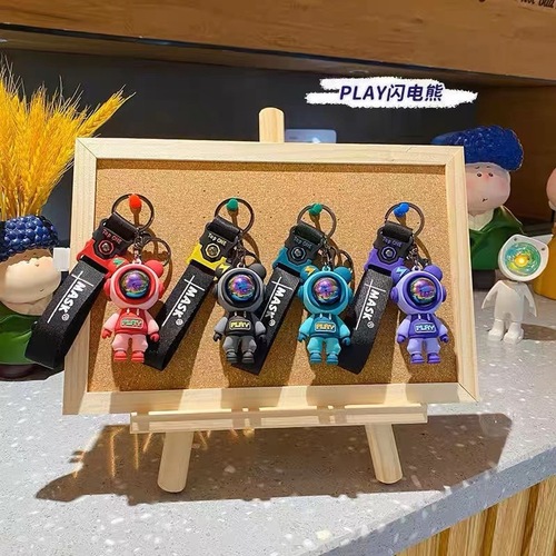 Lightning Bear Keychain Personal Fashion Cartoon Unisex Car Ornament Schoolbag Hook Decor Small Gift