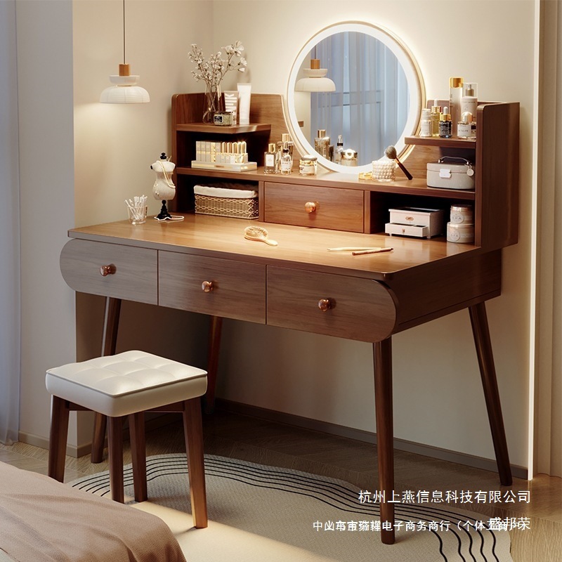 Factory Direct Sales Dressing Table Simple Modern 2025 New Small Solid Wood Color Bedroom Dressing Table Small Household