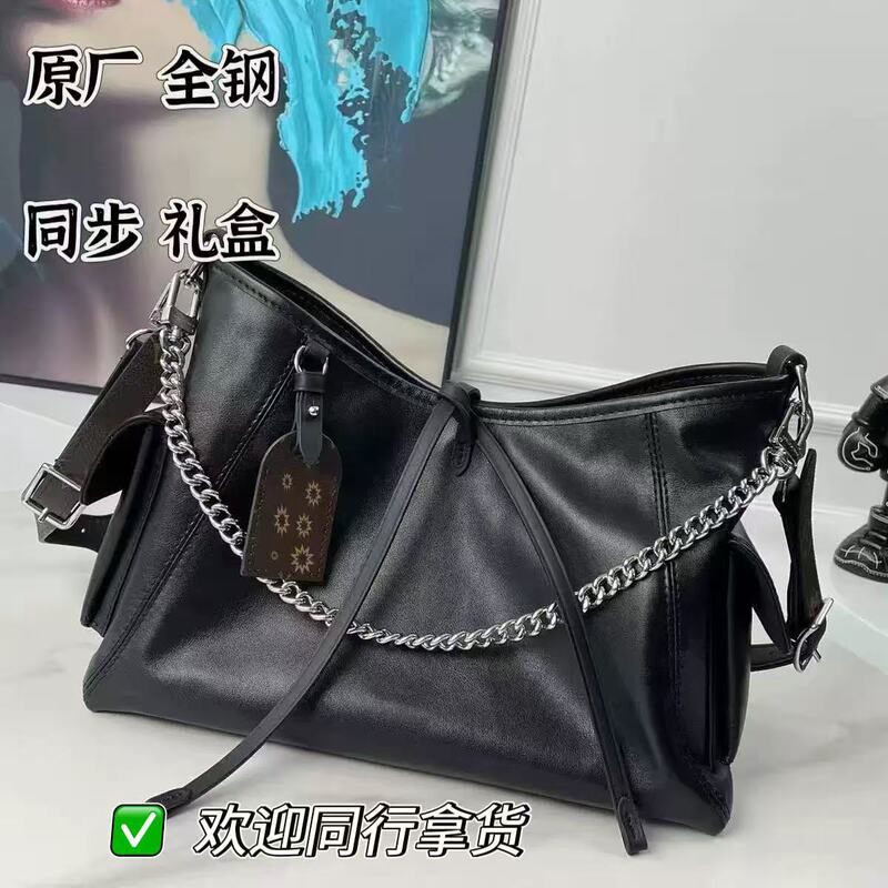 Original All-Steel Chip Black Warrior Carryall Dark Small Mother-In-Law Tote Bag Shopping Bag Goatskin Women's Bag