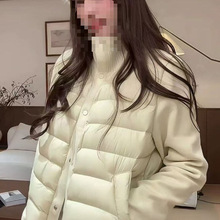 冬2025新款简约通勤白鸭绒立领针织羽绒服女短款源头工厂有吊牌