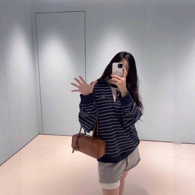 毒家现货正确版本MU家2025新款蓝白条纹Polo卫衣宽松版型男女同款|undefined