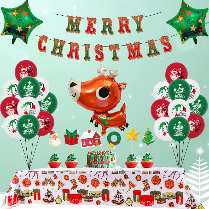 Nuevos suministros de decoración de fiesta de globo de Navidad 12 pulgadas impreso pastel de Navidad insertar decoración traje al por mayor