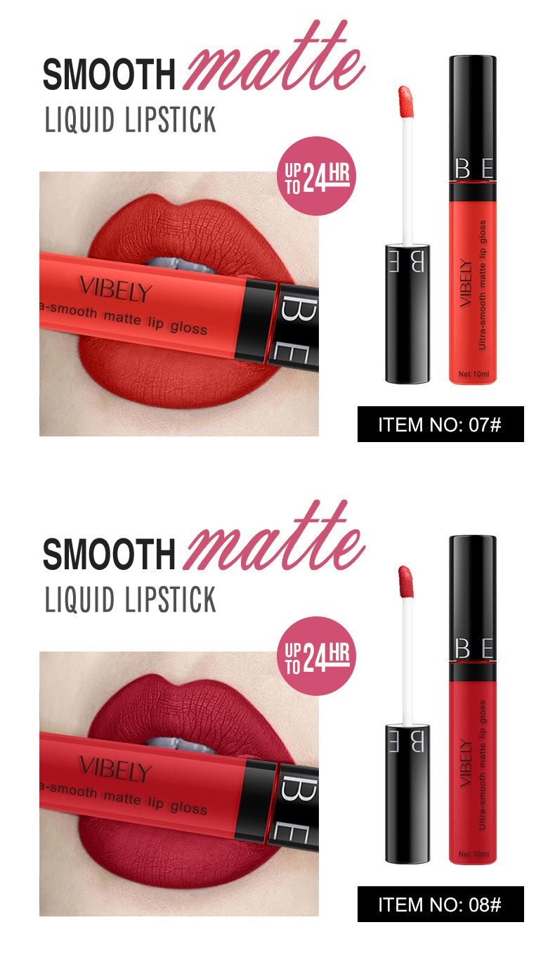VIBELY Cross-border Makeup Amazon matte non-stick cup lip gloss Non-fading long-lasting liquid Lipstick Export version undefined