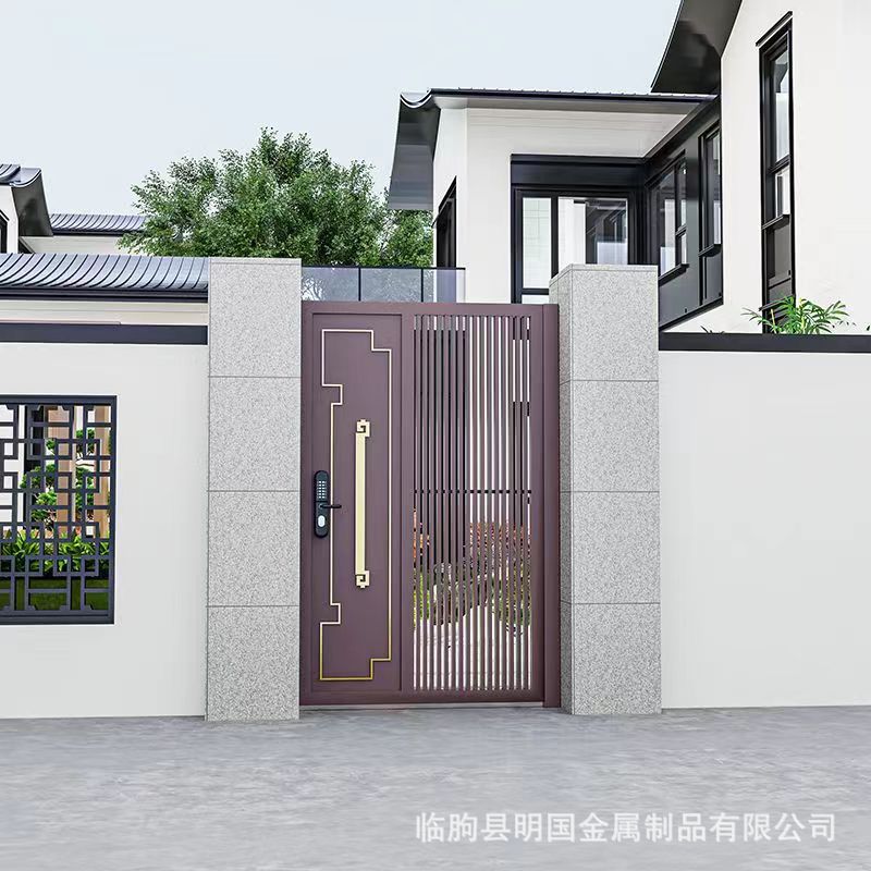 铝艺大门双开门铝合金中式门现代简约围墙进户门乡村庭院别墅大门-阿里巴巴