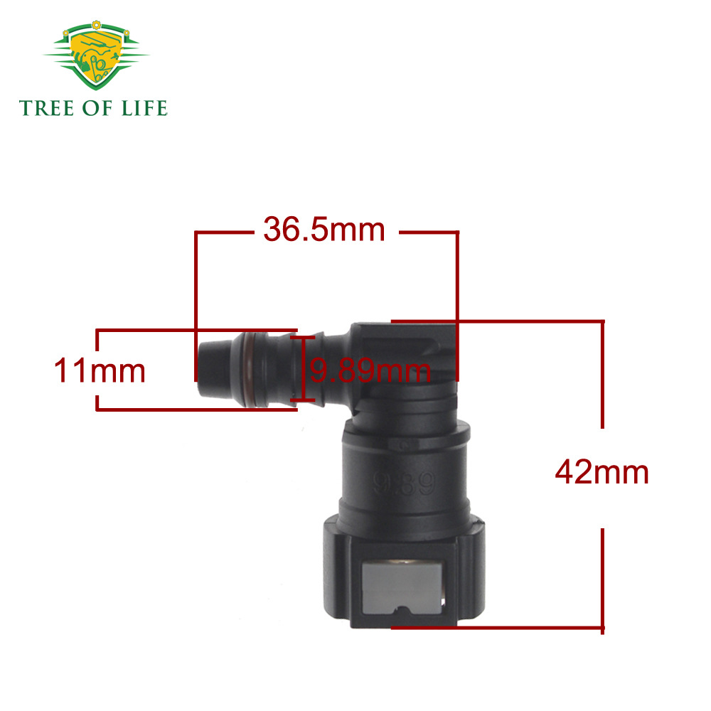 Car Fuel Line Quick Hose Connector Id8 9.89 Nylon Oil Pipe Connection Disconnect Release Hose 90 Degrees