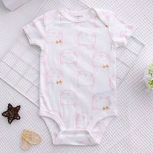 Newborn pure cotton short-sleeve onesie summer for boys and girls, cartoon triangular diaper cover for infants and young children, wholesale children's clothing.