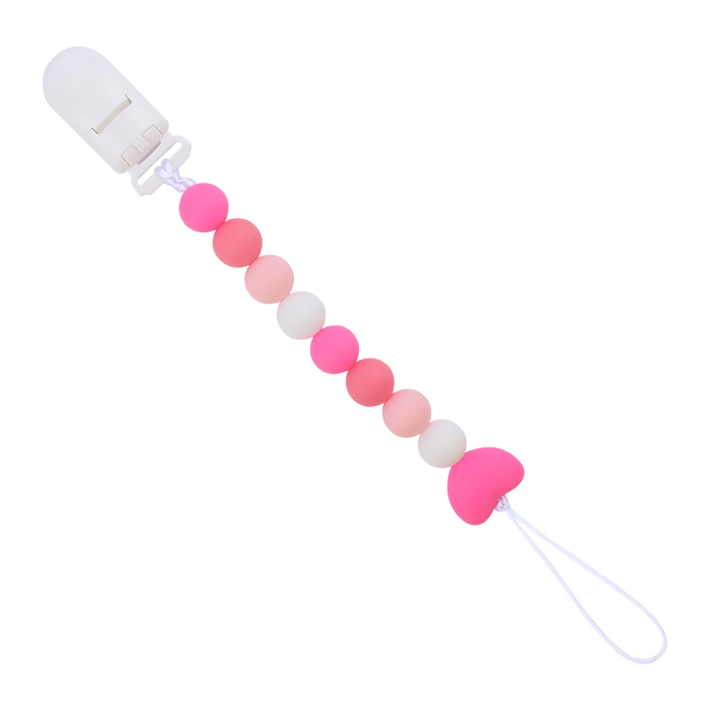 Bebé suministros chupete cadena creativa de dibujos animados amor cuentas de silicona mordedura cadena anti-gota molar Nuevo