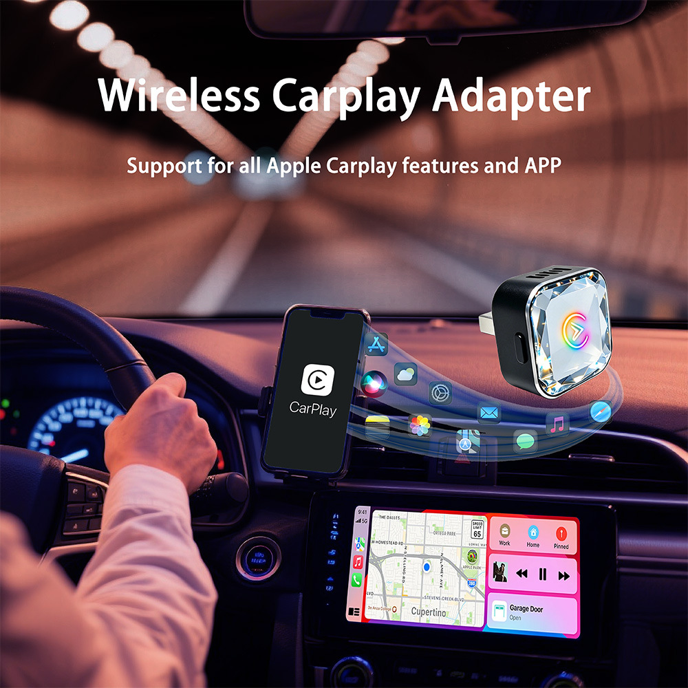 Cross-Border Popular Car-Mounted Wireless Carplay Adapter Android Auto 2-in-1 Wired to Wireless Adapter