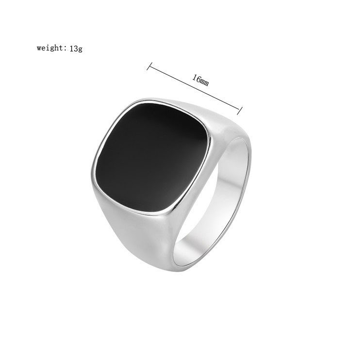 17g Weight Rings Classification Simple Style Square Stainless Steel Enamel Men's Rings