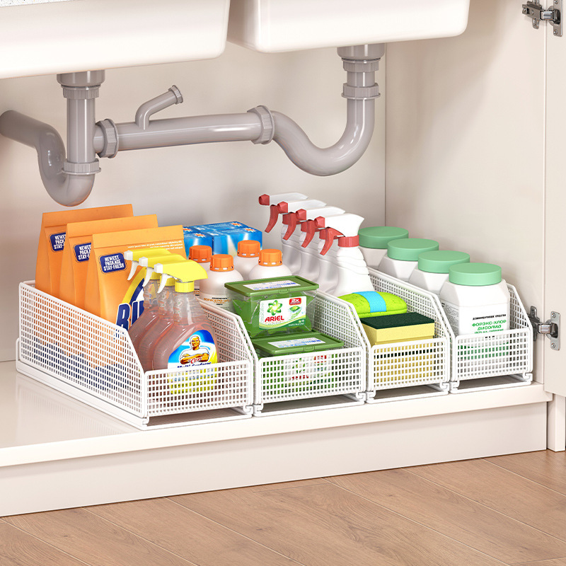 Balcony Sink under Sink Storage Rack Pull-Out Bathroom Cabinet Storage Box Bathroom Pull-Down Basket Storage Rack