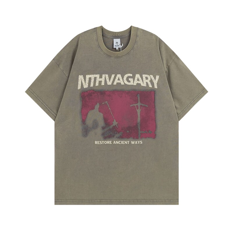 Unisex Vintage Print Heavyweight T-Shirt, Vintage T-Shirt with Washed Texture Unisex Vintage Print Heavyweight T-Shirt, Vintage T-Shirt with Washed Texture