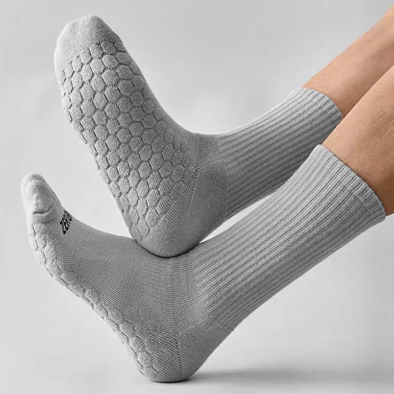 Zhuji Socks Men's Socks Towel Bottom White Socks Sports Sports Socks Mid-tube Micro-pressure Running Sweat Absorbing Breathable Cycling Socks