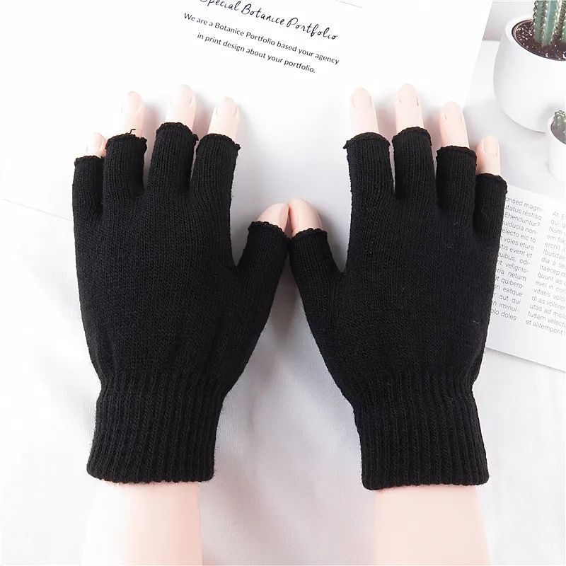 Gloves half-finger men's and women's thin knitted wool students write warm half-section open-finger gloves winter a wholesale