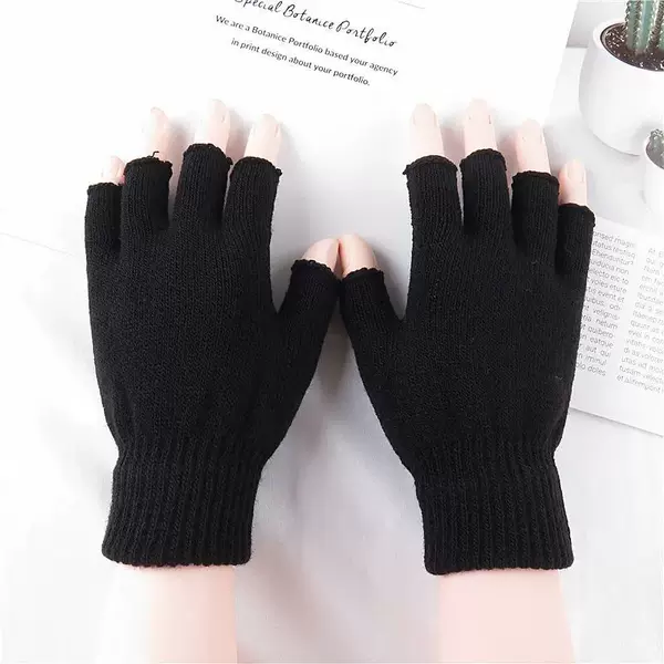Gloves half-finger men's and women's thin knitted wool students write warm half-section open-finger gloves winter a wholesale