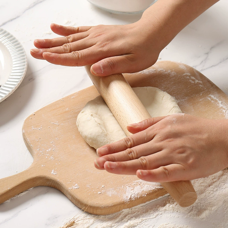 Solid wood rolling pin dumpling leather home uses double -headed strip rods noodle noodle noodle rod baking non -sticky wood