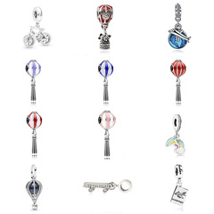 Personality Custom DIY Hot Air Balloon Hot Air Balloon Plane Bicycle Skateboard Rainbow Bead Bracelet Pendant Accessories