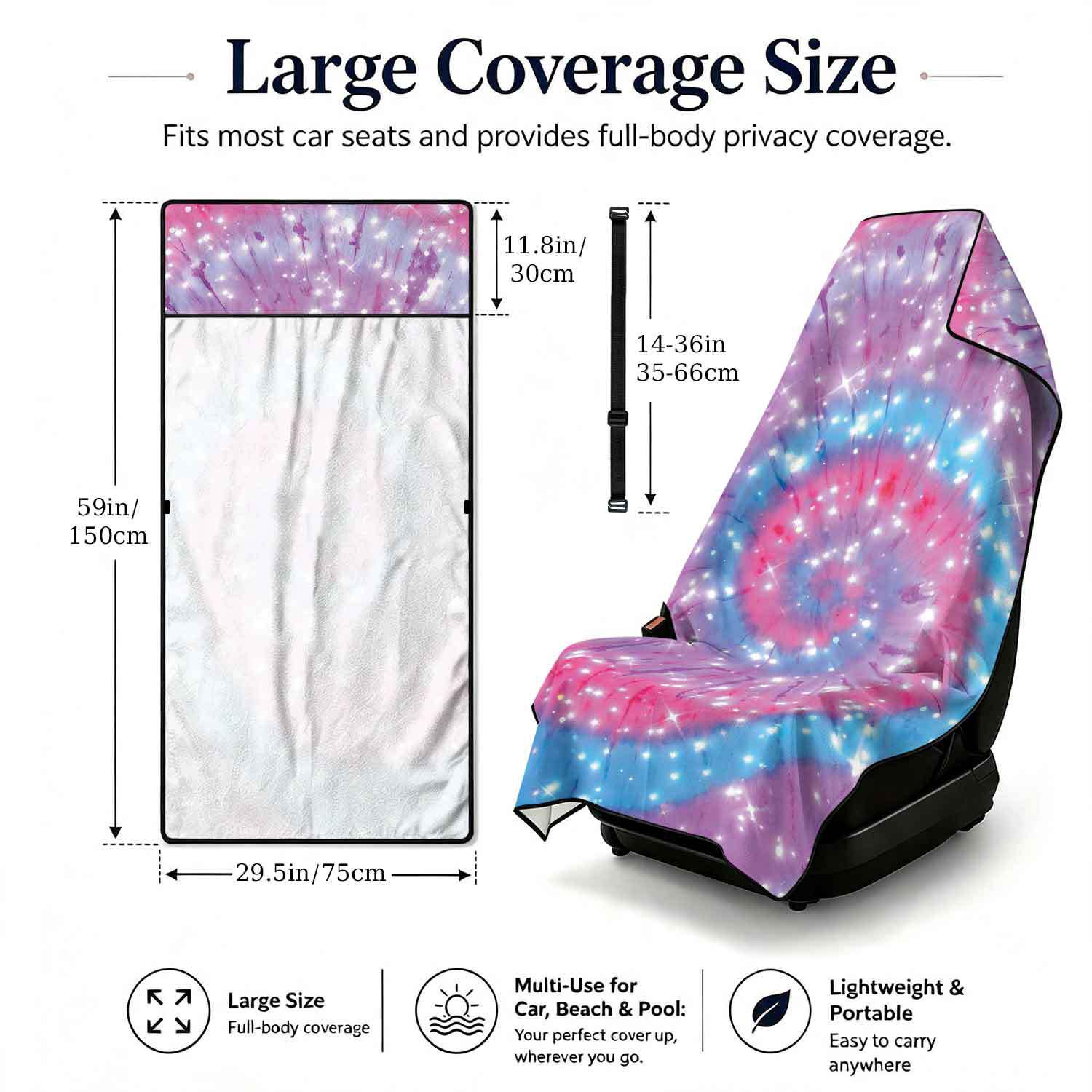 2-piece dual-use car seat cover, ultra-fine fiber, can be used as a beach towel, printed car protective seat cover 6