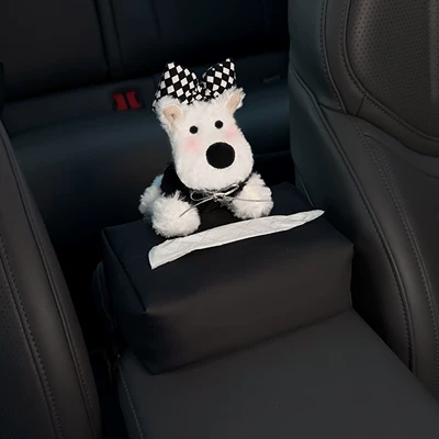 2026 New Model West Highland Car tissue box/set - bow-west-highland-black-tissue-box