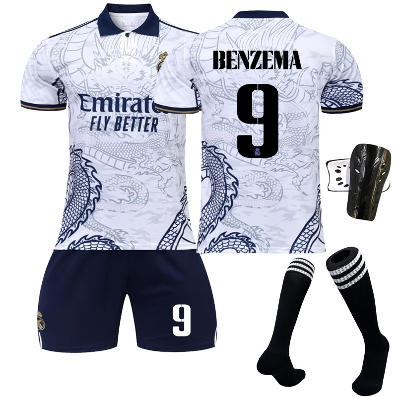 Bộ áo đấu họa tiết rồng Real Madrid phiên bản đặc biệt Phiên bản kỷ niệm số 9 Benzema 20 Áo bóng đá Vinicius