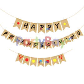 莱派 happy friens giving成人儿童聚会氛围装饰单身朋友聚会拉旗