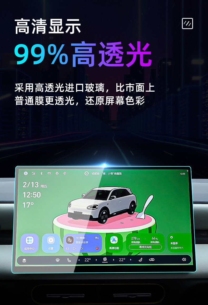 Suitable for 26 Models of Chery Qq3Ev Central Control Tempered Film, Car Navigation Screen Film, Display Screen Protective Film, Instrument Panel