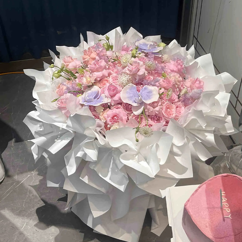 Flores en busca de estilo de día de San Valentín en línea sobre rojo papel de flores de Sydney papel de alto nivel extraíble algodón de leche sobre flores de material completo